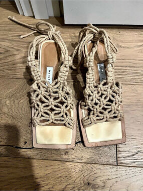 Miista Stephanie Coffee Milk Moroccan High Heel Woven Sandals. Open to offers